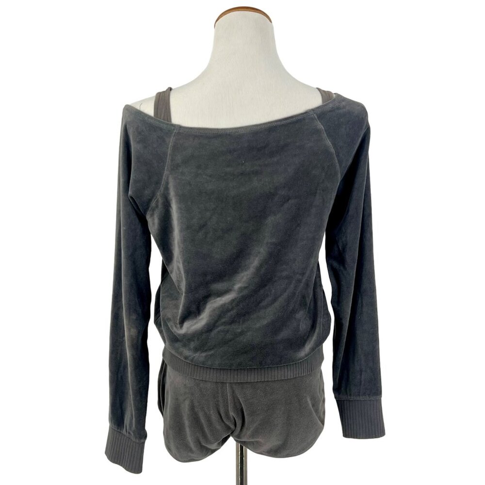 VTG Victorias Secret Set Gray Velour Sweater Shorts Sequin Tank Set| Y2K McBling - Picture 6 of 16